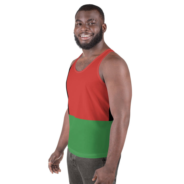 Mens Stretch Fit Tank Top Black Red Green Stripped 4 - Mens | Tank Tops | AOP