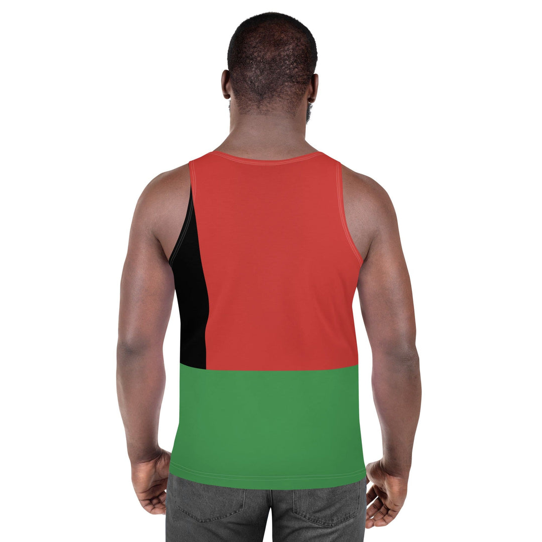 Mens Stretch Fit Tank Top Black Red Green Stripped 4 - Mens | Tank Tops | AOP