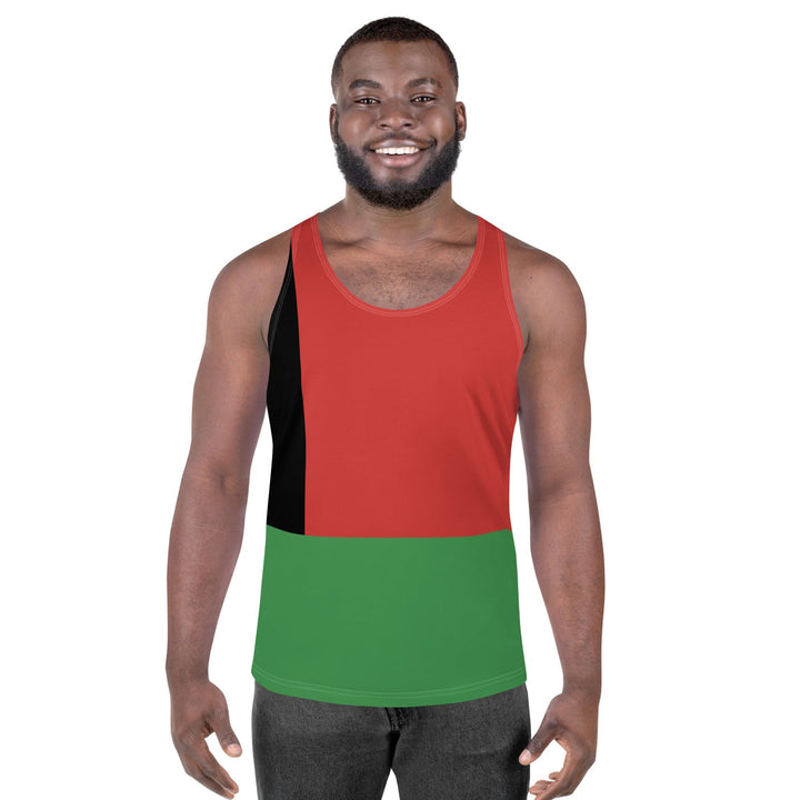 Mens Stretch Fit Tank Top Black Red Green Stripped 4 - Mens | Tank Tops | AOP