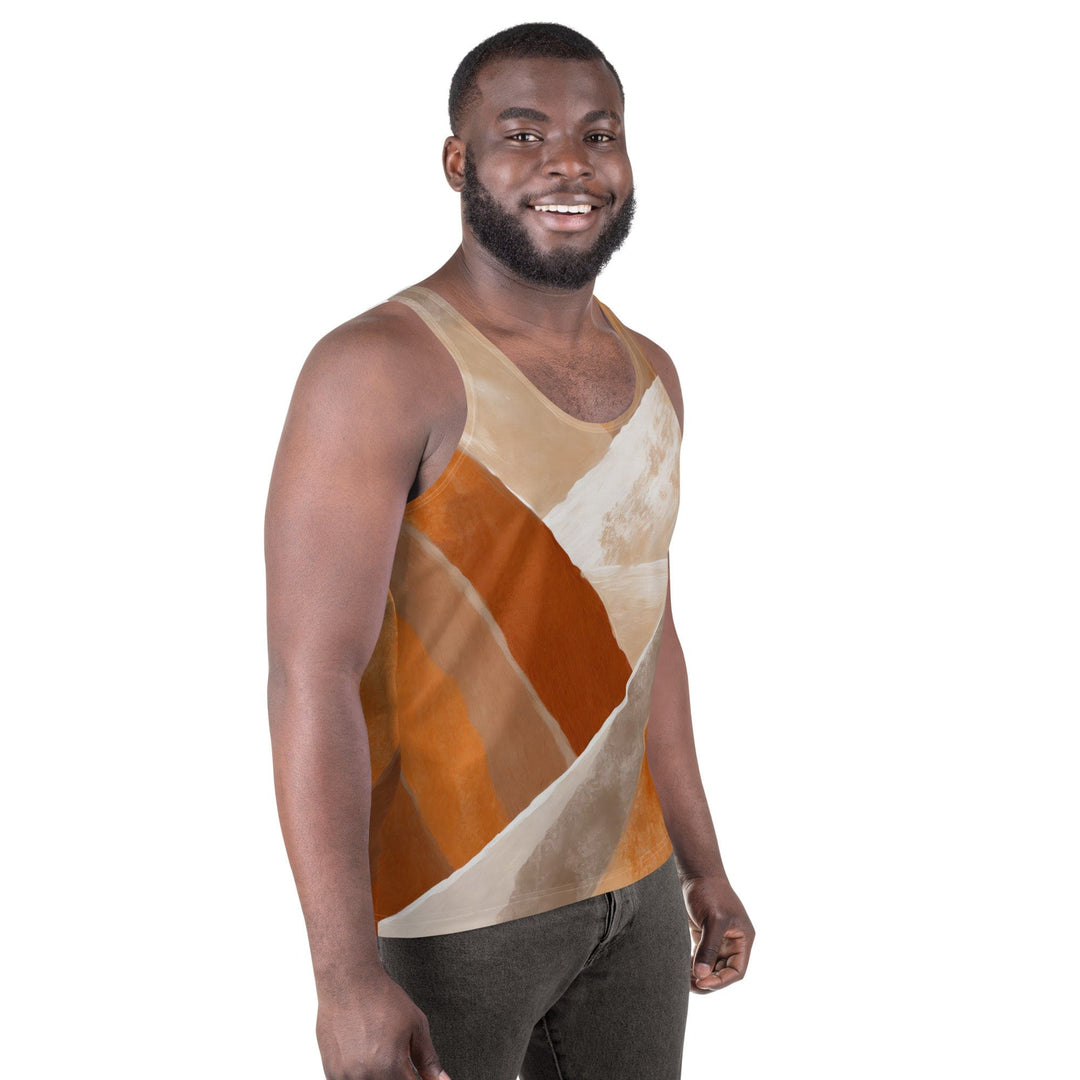 Mens Stretch Fit Tank Top Boho Abstract Vibrant Multicolor Textured