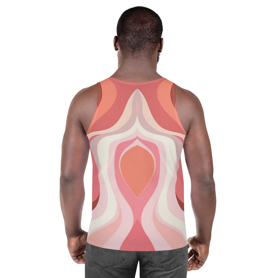 Mens Stretch Fit Tank Top Pink White Boho Swirl Lines - Mens | Tank Tops | AOP