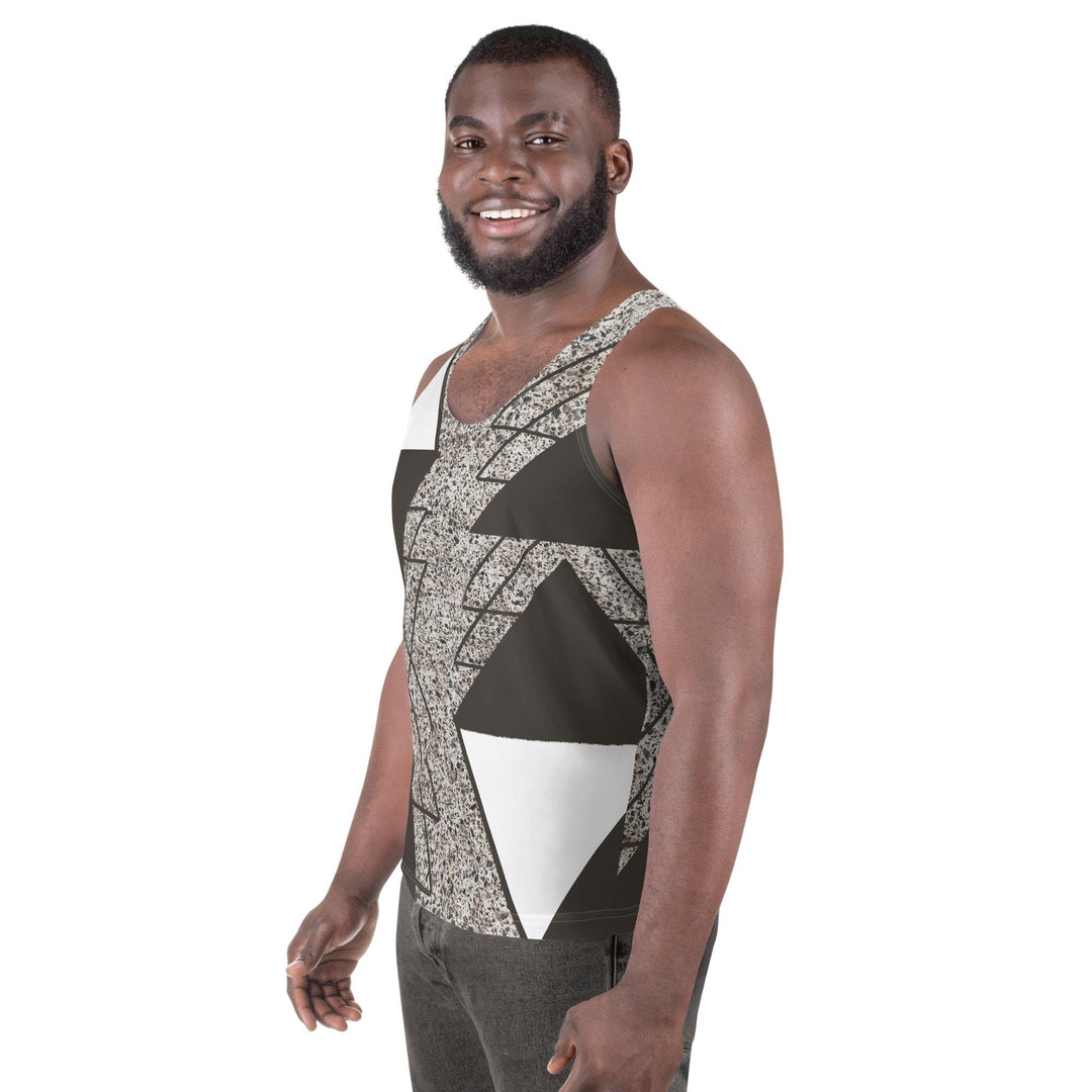 Mens Stretch Fit Tank Top Brown and White Triangular Colorblock - Mens | Tank