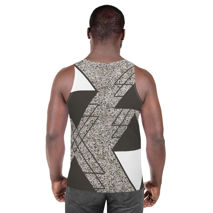 Mens Stretch Fit Tank Top Brown and White Triangular Colorblock - Mens | Tank