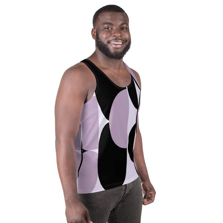 Mens Stretch Fit Tank Top Geometric Lavender and Black Pattern 2 - Mens | Tank