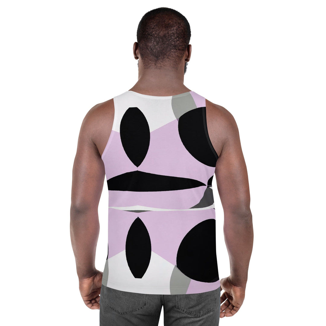 Mens Stretch Fit Tank Top - Geometric Lavender and Black Pattern - Mens/Tank