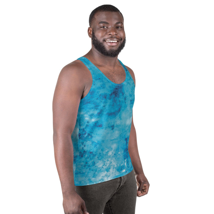 Mens Stretch Fit Tank Top Blue Marble Print - Mens | Tank Tops | AOP