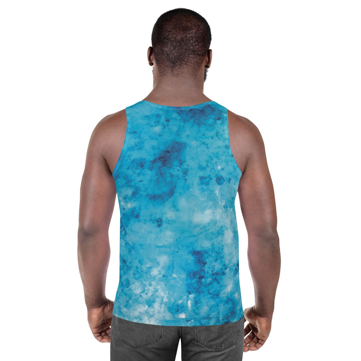 Mens Stretch Fit Tank Top Blue Marble Print - Mens | Tank Tops | AOP