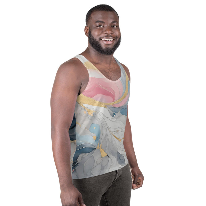 Mens Stretch Fit Tank Top Marble Cloud Of Grey Pink Blue 5522