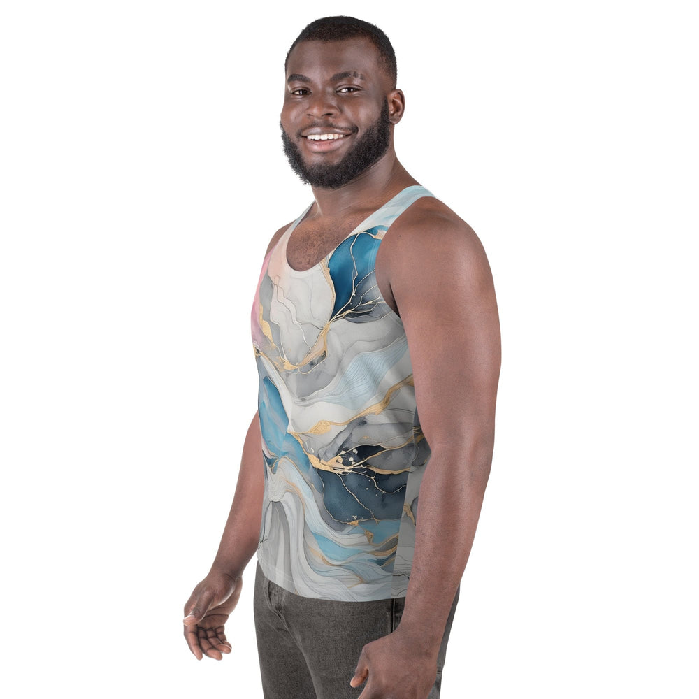 Mens Stretch Fit Tank Top Marble Cloud Of Grey Pink Blue 63389