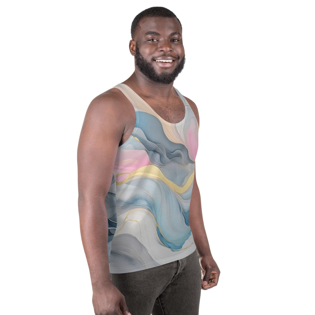 Mens Stretch Fit Tank Top Marble Cloud of Grey Pink Blue 72067 - Mens | Tank