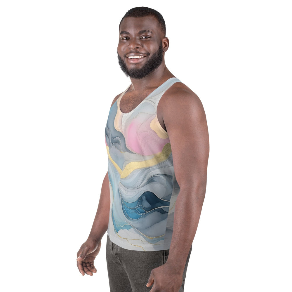 Mens Stretch Fit Tank Top Marble Cloud Of Grey Pink Blue 72067