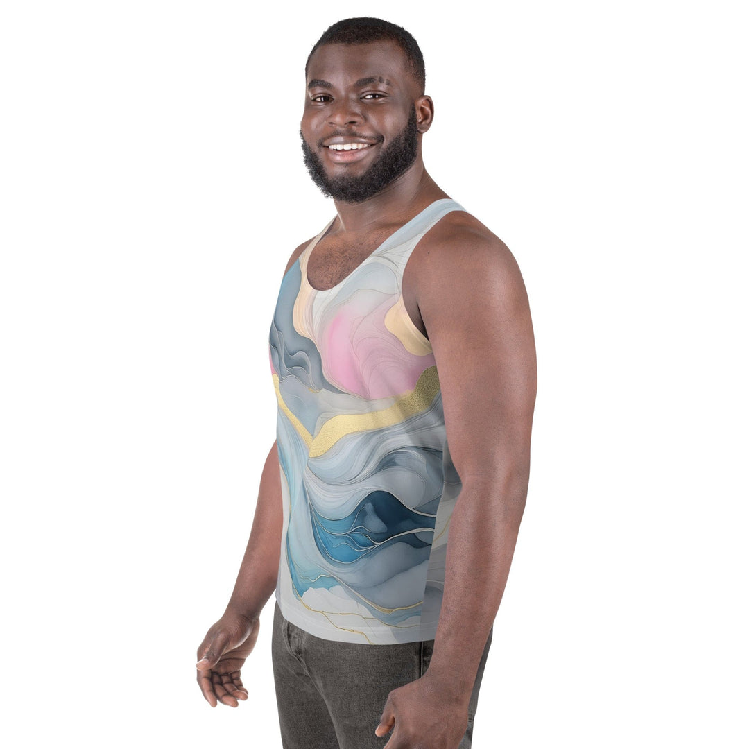 Mens Stretch Fit Tank Top Marble Cloud of Grey Pink Blue 72067 - Mens | Tank