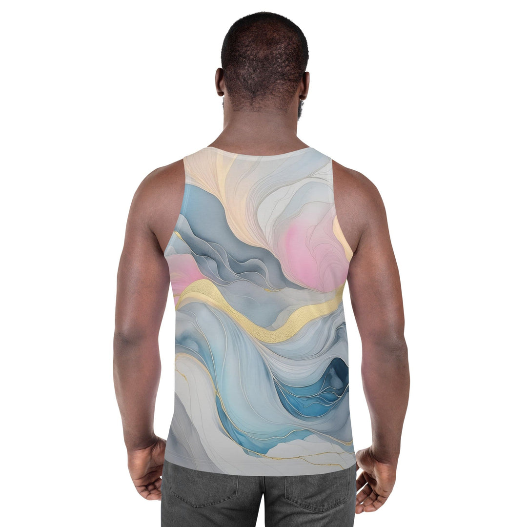 Mens Stretch Fit Tank Top Marble Cloud of Grey Pink Blue 72067 - Mens | Tank