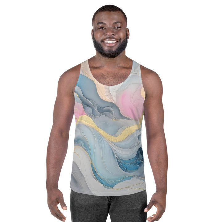 Mens Stretch Fit Tank Top Marble Cloud of Grey Pink Blue 72067 - Mens | Tank