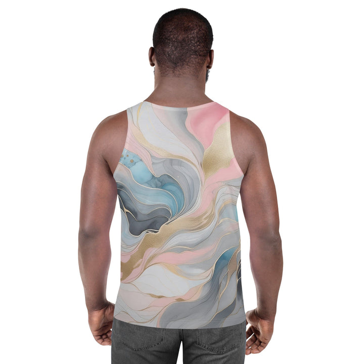 Mens Stretch Fit Tank Top Marble Cloud of Grey Pink Blue 82395 - Mens | Tank