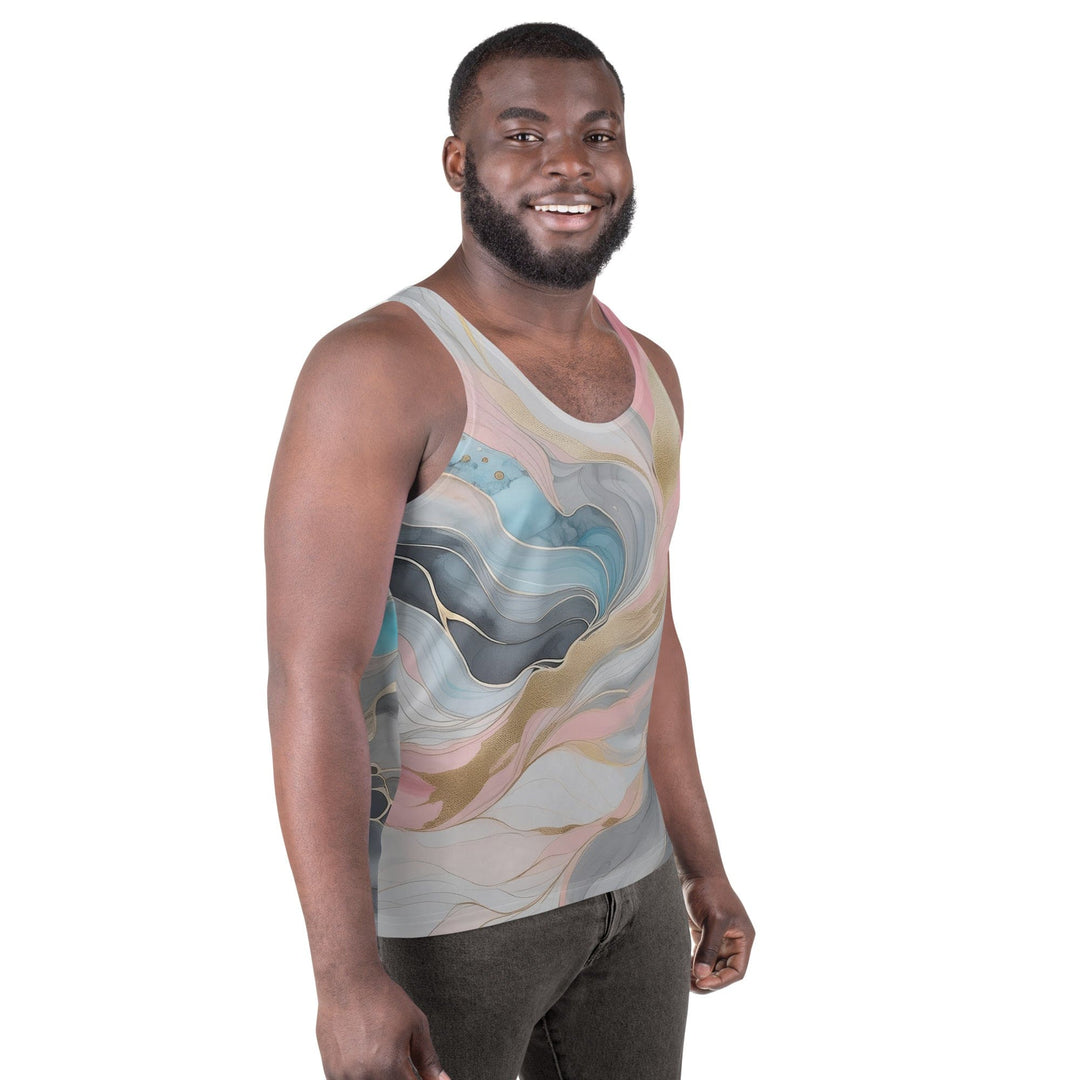 Mens Stretch Fit Tank Top Marble Cloud of Grey Pink Blue 82395 - Mens | Tank