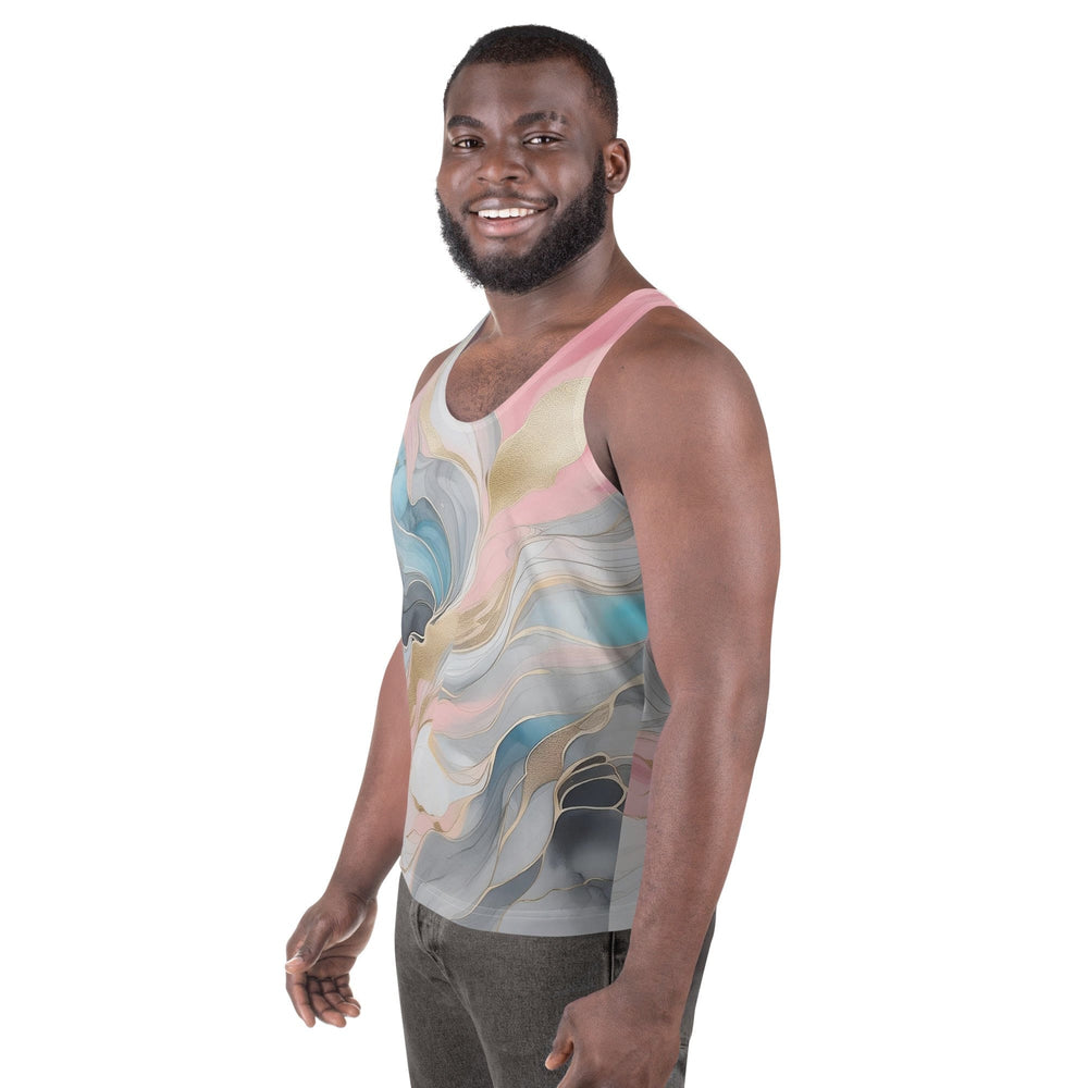 Mens Stretch Fit Tank Top Marble Cloud Of Grey Pink Blue 82395