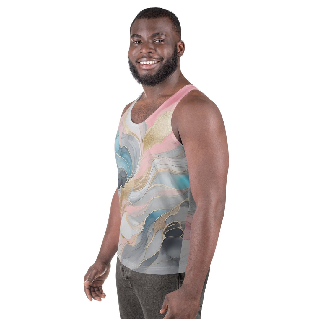 Mens Stretch Fit Tank Top Marble Cloud of Grey Pink Blue 82395 - Mens | Tank