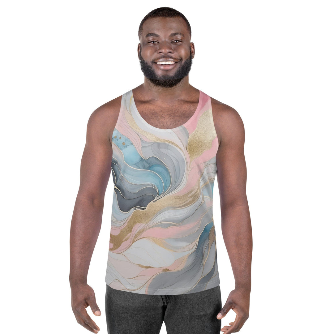 Mens Stretch Fit Tank Top Marble Cloud Of Grey Pink Blue 82395