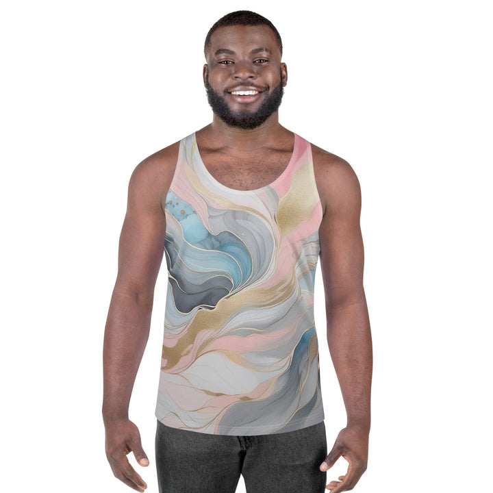 Mens Stretch Fit Tank Top Marble Cloud of Grey Pink Blue 82395 - Mens | Tank