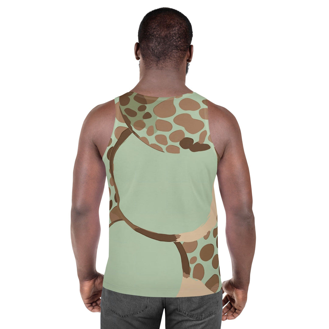 Mens Stretch Fit Tank Top Mint Green And Brown Spotted Illustration