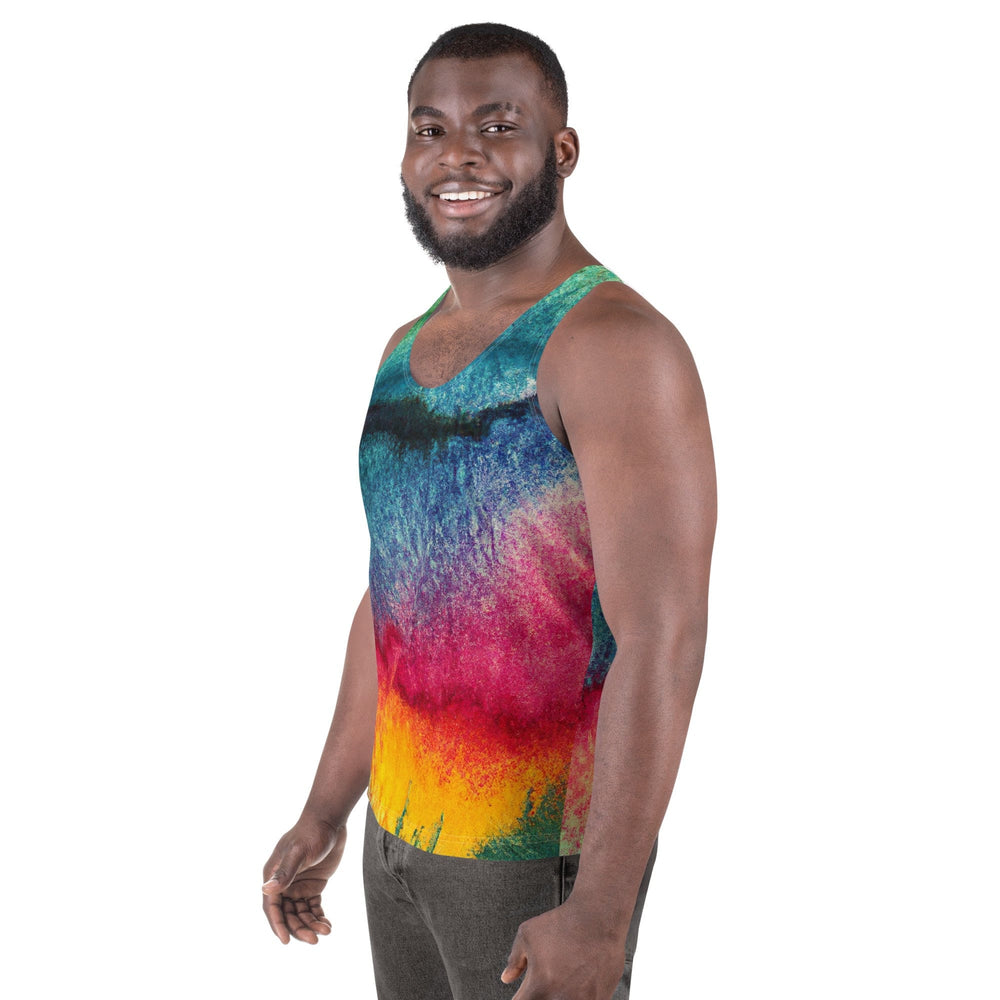 Mens Stretch Fit Tank Top Multicolor Abstract Pattern 2