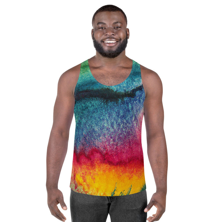 Mens Stretch Fit Tank Top Multicolor Abstract Pattern 2 - Mens | Tank Tops | AOP