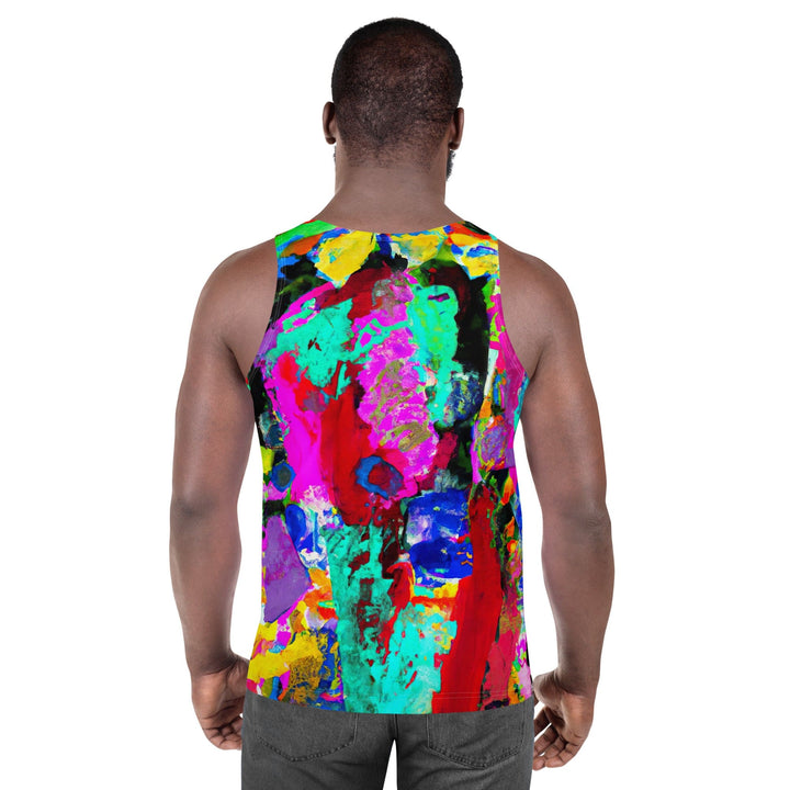 Mens Stretch Fit Tank Top Multicolor Abstract Pattern
