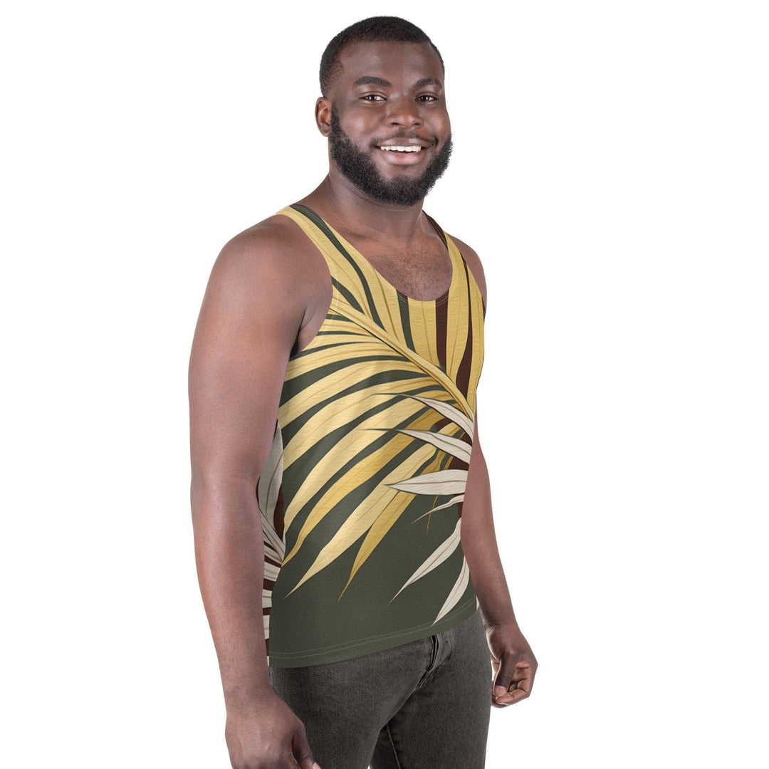 Mens Stretch Fit Tank Top Palm Tree Leaves Pattern - Mens | Tank Tops | AOP