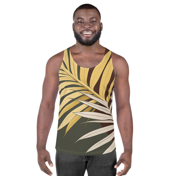 Mens Stretch Fit Tank Top Palm Tree Leaves Pattern - Mens | Tank Tops | AOP