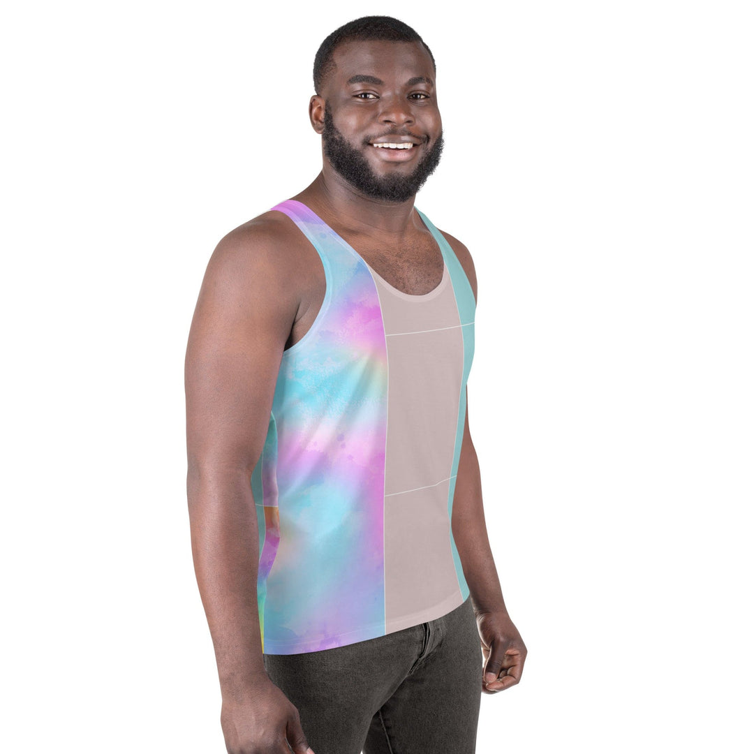 Mens Stretch Fit Tank Top Pastel Colorblock Watercolor Illustration - Mens