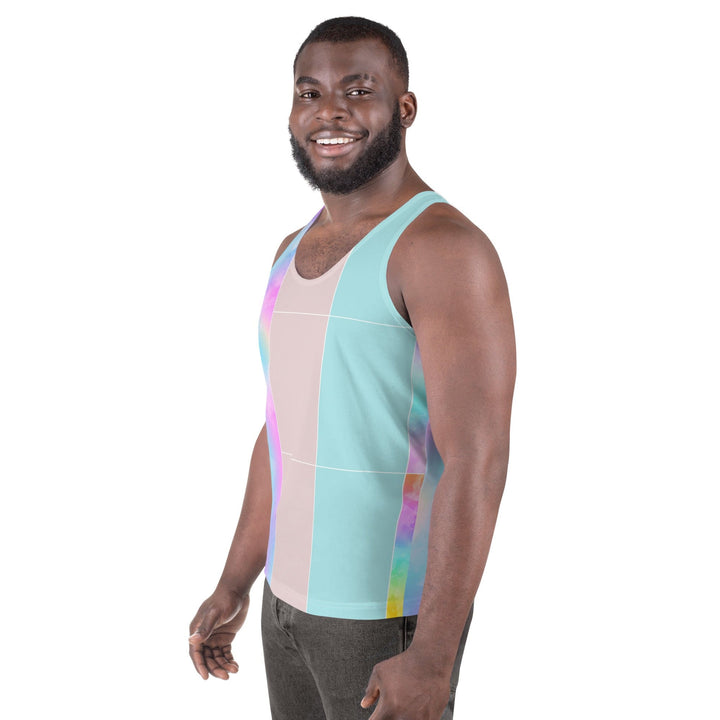 Mens Stretch Fit Tank Top Pastel Colorblock Watercolor Illustration - Mens