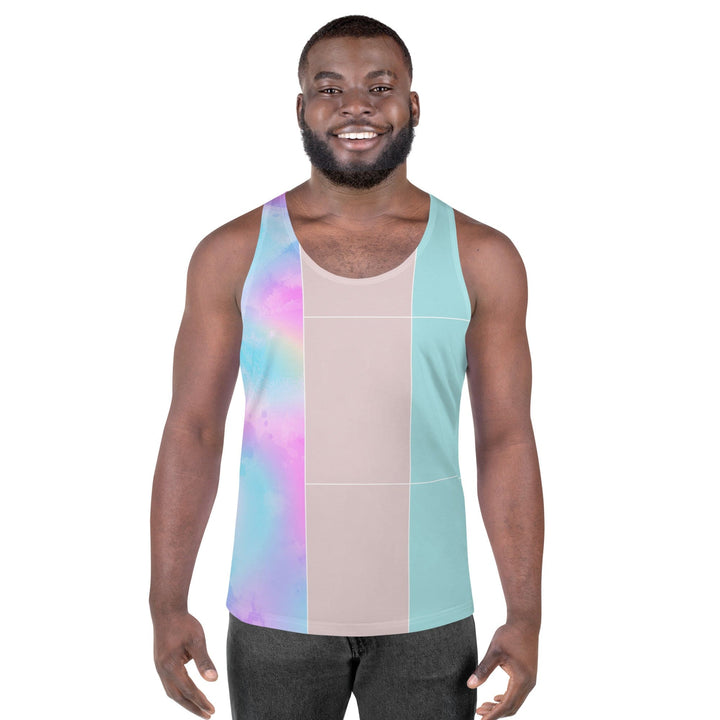 Mens Stretch Fit Tank Top Pastel Colorblock Watercolor Illustration - Mens