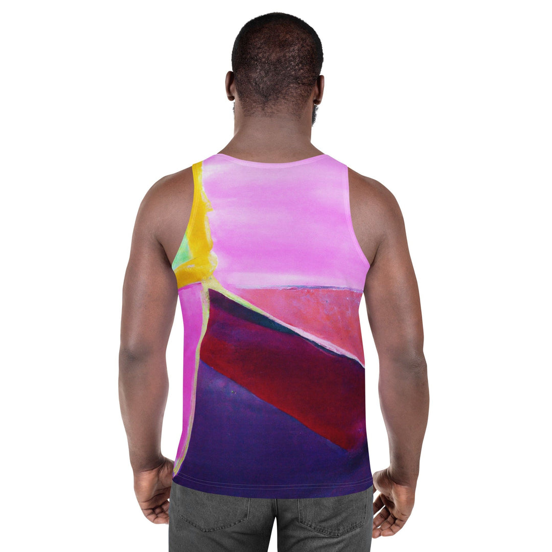 Mens Stretch Fit Tank Top Pink And Purple Pattern