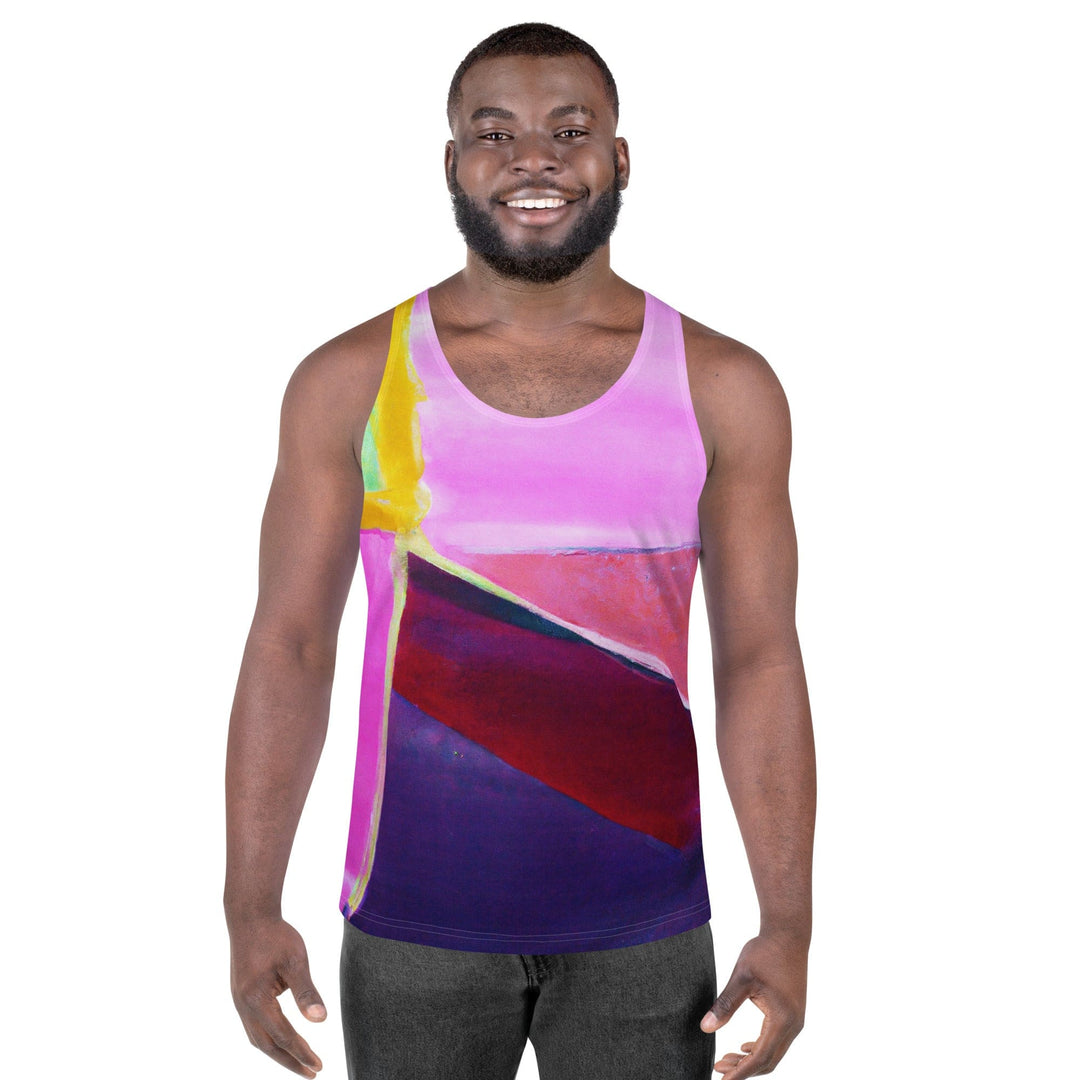 Mens Stretch Fit Tank Top Pink And Purple Pattern