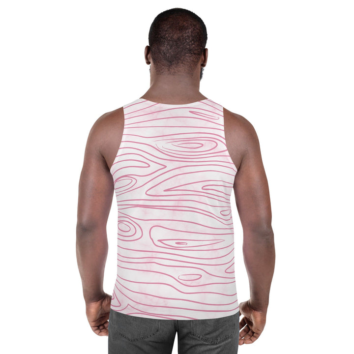 Mens Stretch Fit Tank Top Pink Line Art Sketch Print - Mens | Tank Tops | AOP