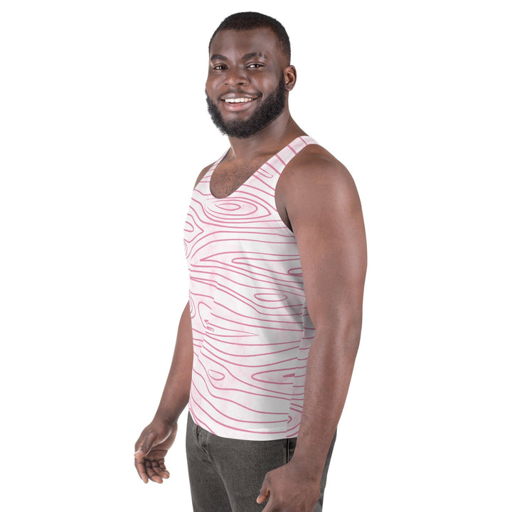 Mens Stretch Fit Tank Top Pink Line Art Sketch Print - Mens | Tank Tops | AOP