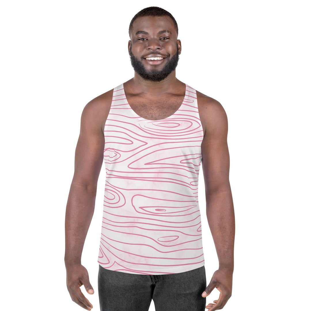 Mens Stretch Fit Tank Top Pink Line Art Sketch Print - Mens | Tank Tops | AOP