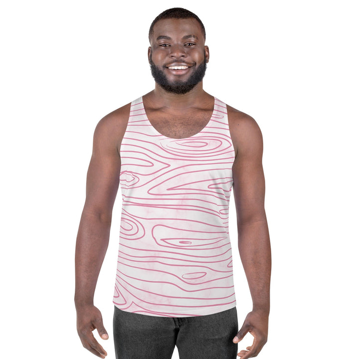 Mens Stretch Fit Tank Top Pink Line Art Sketch Print - Mens | Tank Tops | AOP