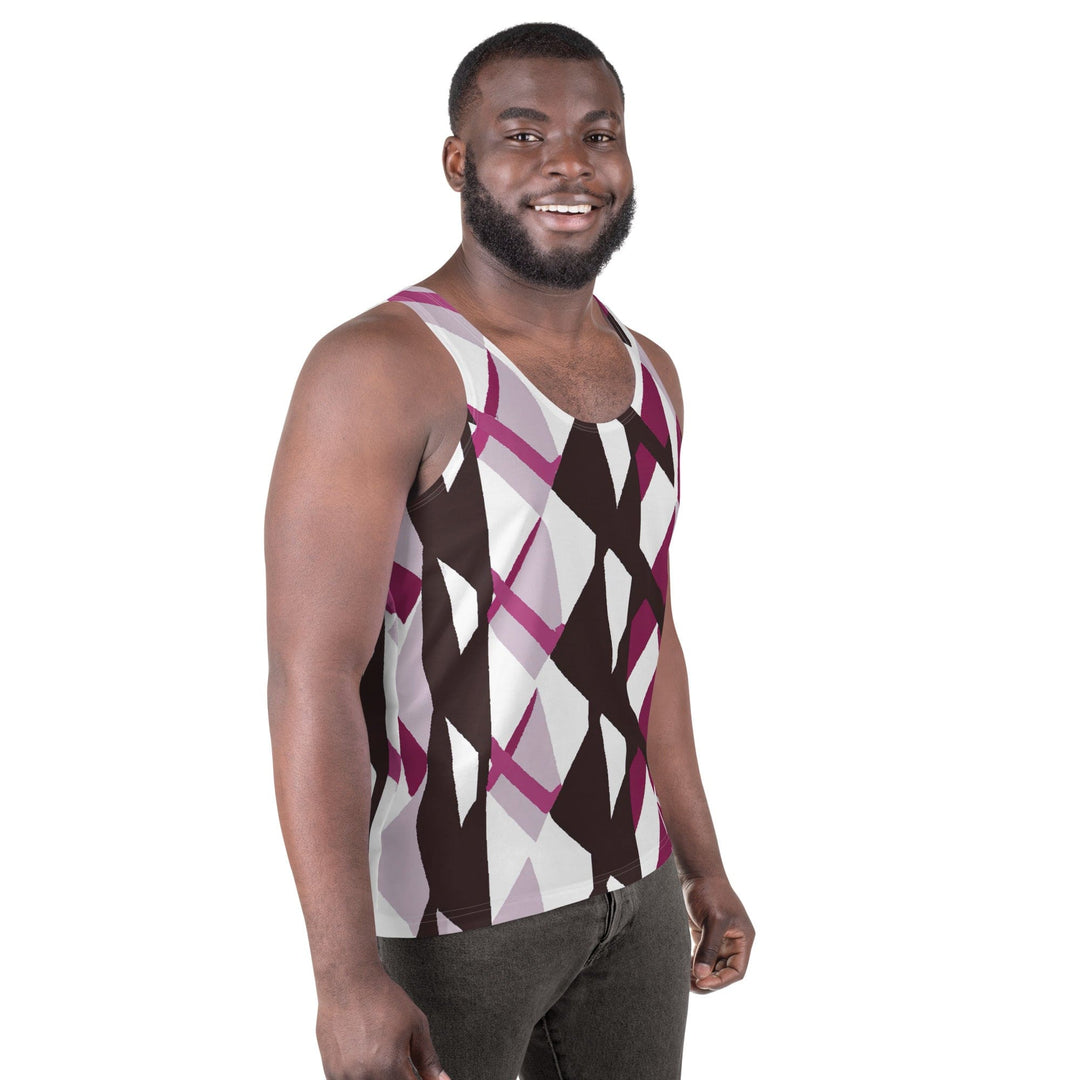 Mens Stretch Fit Tank Top Pink Mauve Pattern 2 - Mens | Tank Tops | AOP