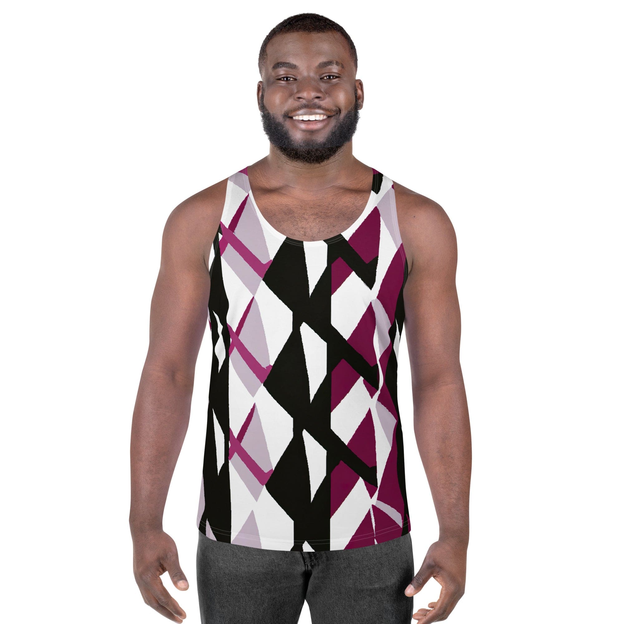 Mens Stretch Fit Tank Top - Pink Mauve Pattern – inQue.Style