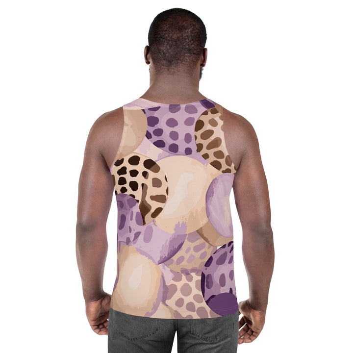 Mens Stretch Fit Tank Top Purple Lavender And Brown Spotted