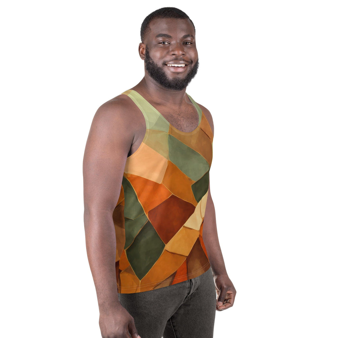 Mens Stretch Fit Tank Top Rustic Red Abstract Pattern