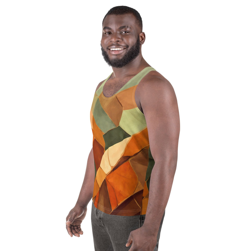 Mens Stretch Fit Tank Top Rustic Red Abstract Pattern