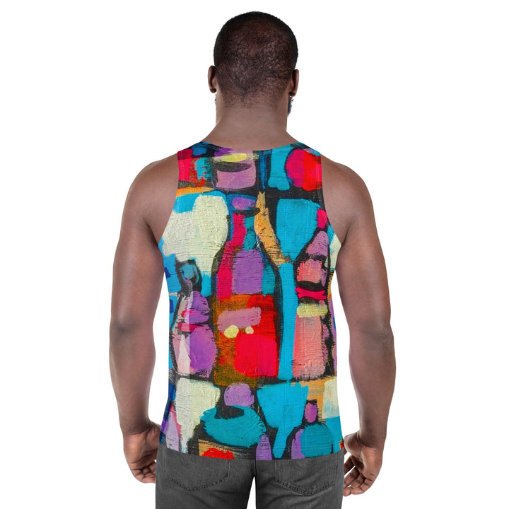 Mens Stretch Fit Tank Top Sutileza Smooth Colorful Abstract Print