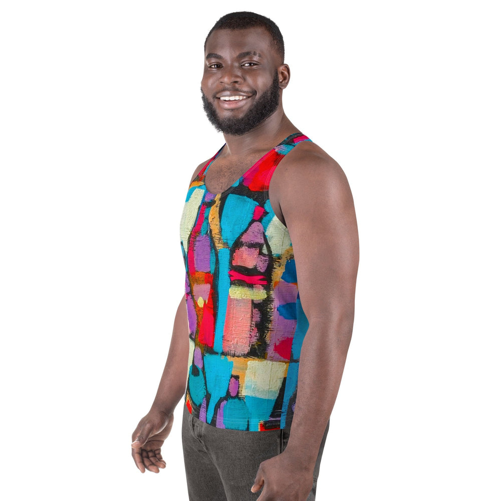 Mens Stretch Fit Tank Top Sutileza Smooth Colorful Abstract Print