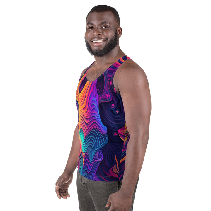 Mens Stretch Fit Tank Top Vibrant Psychedelic Kaleidoscope Boho Print - Mens