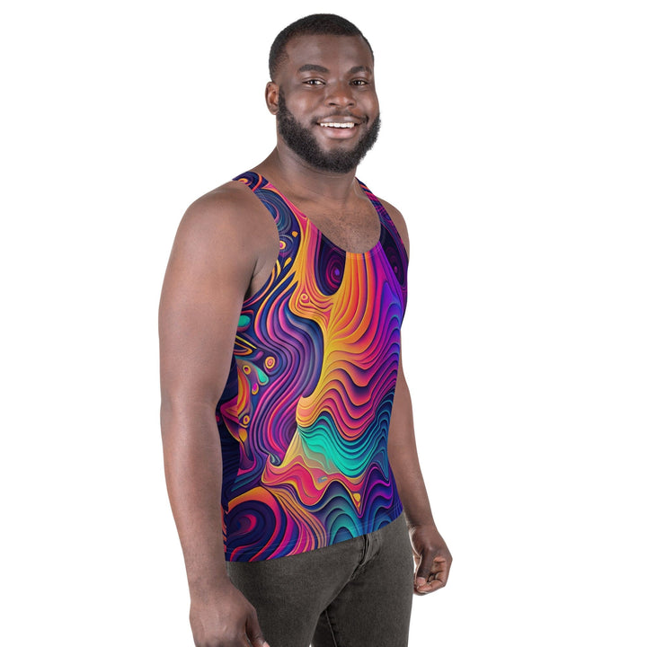 Mens Stretch Fit Tank Top Vibrant Psychedelic Kaleidoscope Boho Print - Mens