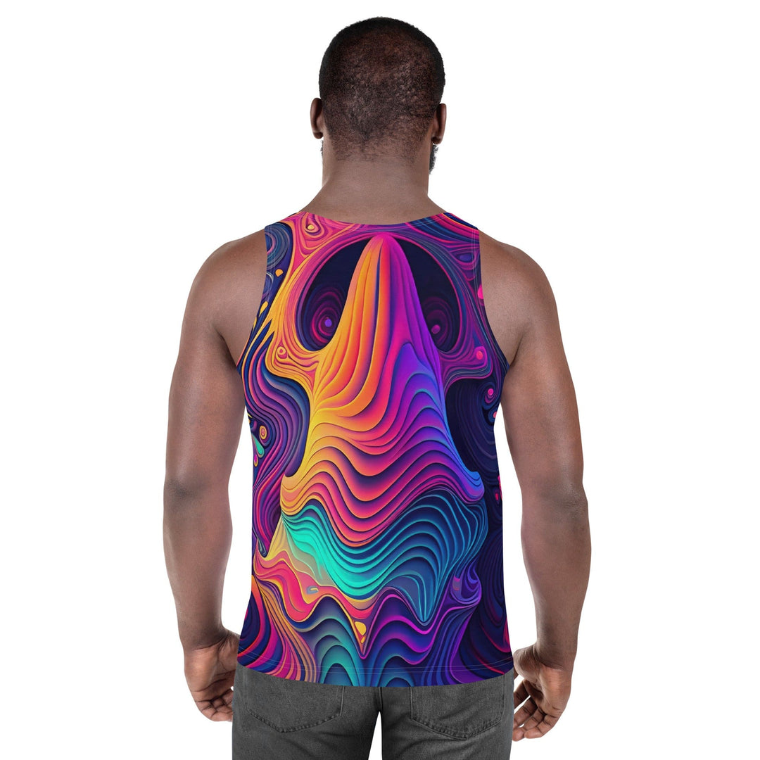 Mens Stretch Fit Tank Top Vibrant Psychedelic Kaleidoscope Boho Print - Mens