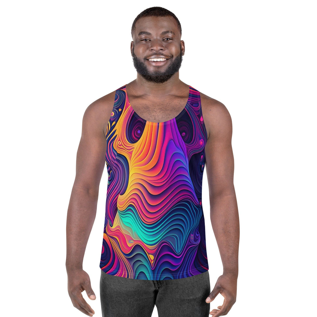 Mens Stretch Fit Tank Top Vibrant Psychedelic Kaleidoscope Boho Print - Mens